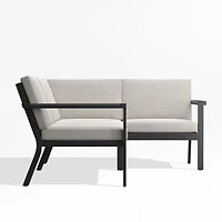 Alfresco Metal -Piece Petite L-Shaped Outdoor Sectional Sofa with Silver Sunbrella® Cushions