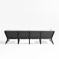 Alfresco Metal 6-Piece Petite U-Shaped Outdoor Sectional Sofa with Silver Sunbrella® Cushions