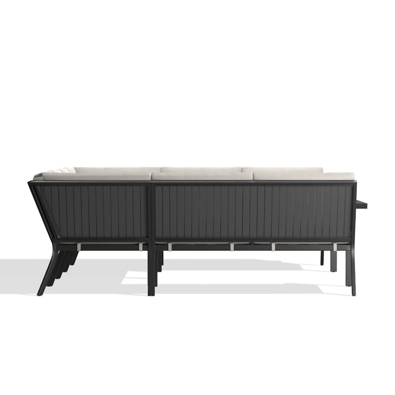 Alfresco Metal 6-Piece Petite U-Shaped Outdoor Sectional Sofa with Silver Sunbrella® Cushions