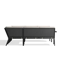 Alfresco Metal 6-Piece Petite U-Shaped Outdoor Sectional Sofa with Silver Sunbrella® Cushions