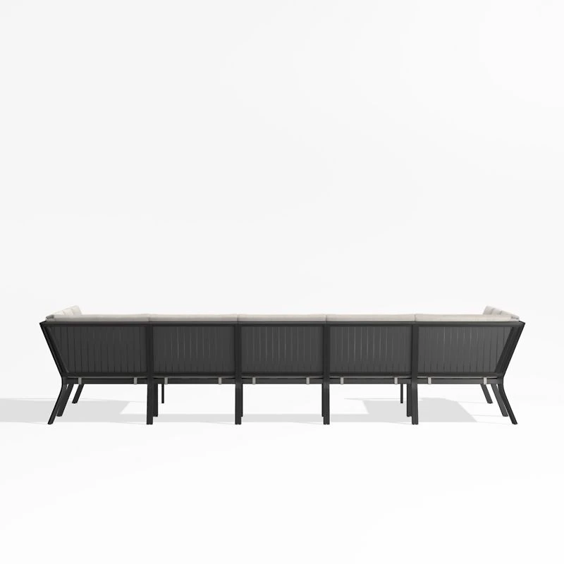 Alfresco Metal -Piece U-Shaped Outdoor Sectional Sofa with Silver Sunbrella® Cushions