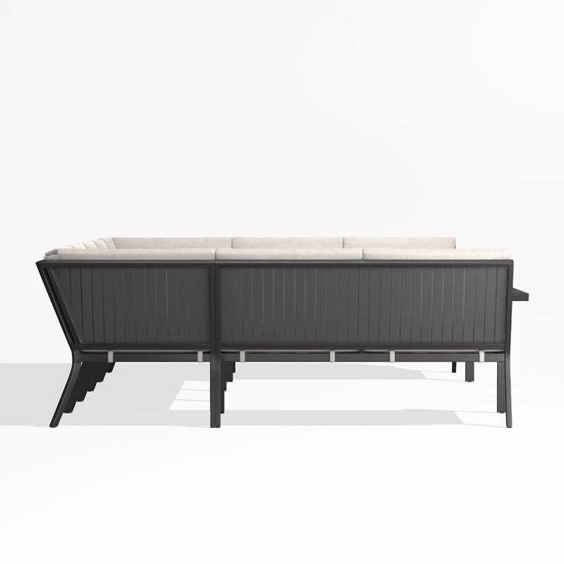 Alfresco Metal -Piece U-Shaped Outdoor Sectional Sofa with Silver Sunbrella® Cushions