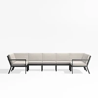 Alfresco Metal -Piece U-Shaped Outdoor Sectional Sofa with Silver Sunbrella® Cushions