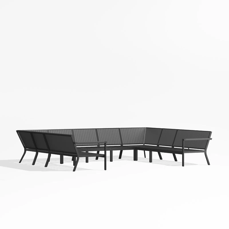 Alfresco Black Metal 9-Piece U-Shaped Outdoor Sectional Sofa Frame