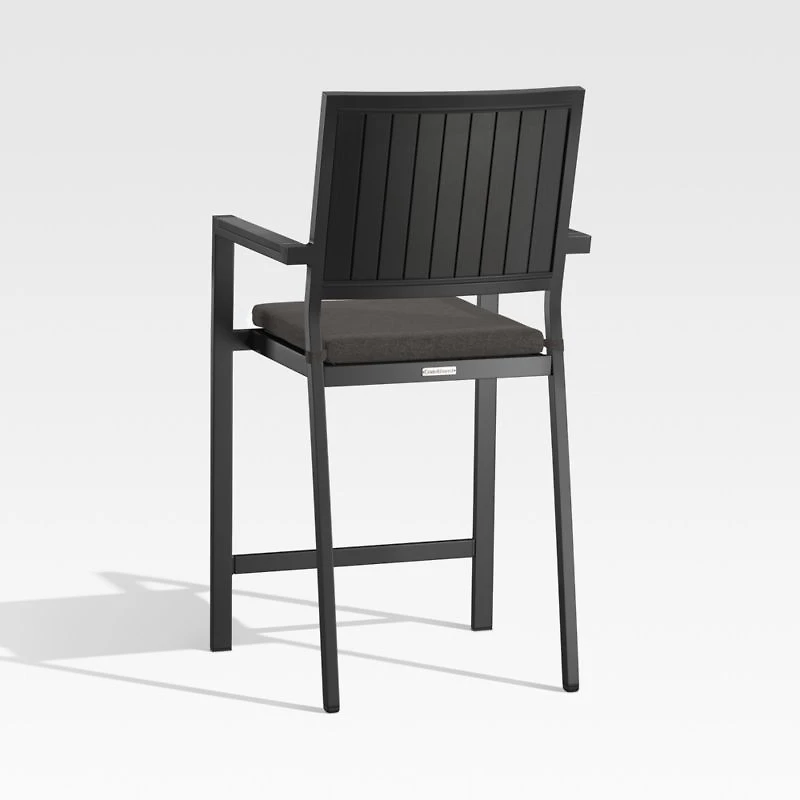 Alfresco Black Outdoor Counter Stool with Charcoal Sunbrella ® Cushion
