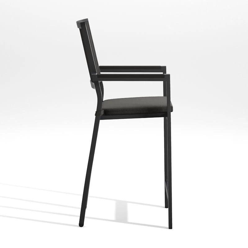 Alfresco Black Outdoor Counter Stool with Charcoal Sunbrella ® Cushion