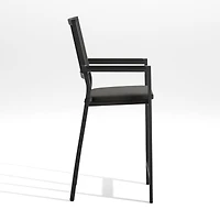 Alfresco Black Outdoor Counter Stool with Charcoal Sunbrella ® Cushion