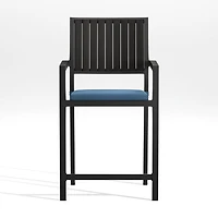 Alfresco Black Outdoor Counter Stool with Sapphire Sunbrella ® Cushion