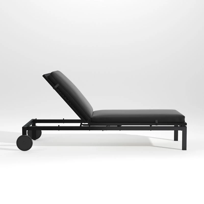 Alfresco Black Outdoor Chaise Lounge with Charcoal Sunbrella ® Cushion