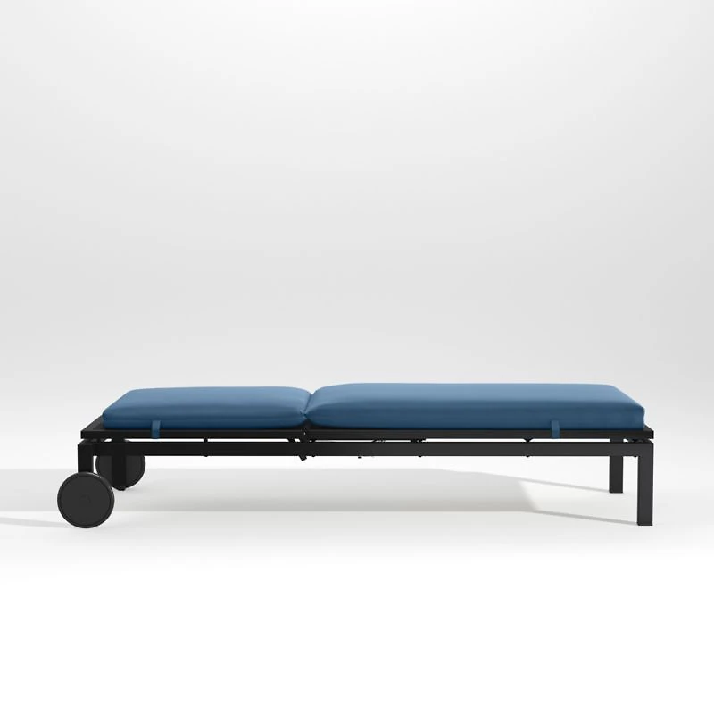 Alfresco Black Outdoor Chaise Lounge with Sapphire Sunbrella ® Cushion
