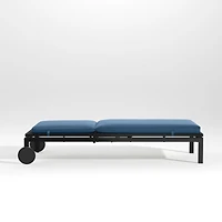 Alfresco Black Outdoor Chaise Lounge with Sapphire Sunbrella ® Cushion