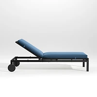 Alfresco Black Outdoor Chaise Lounge with Sapphire Sunbrella ® Cushion