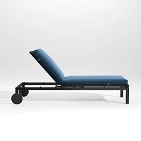 Alfresco Black Outdoor Chaise Lounge with Sapphire Sunbrella ® Cushion