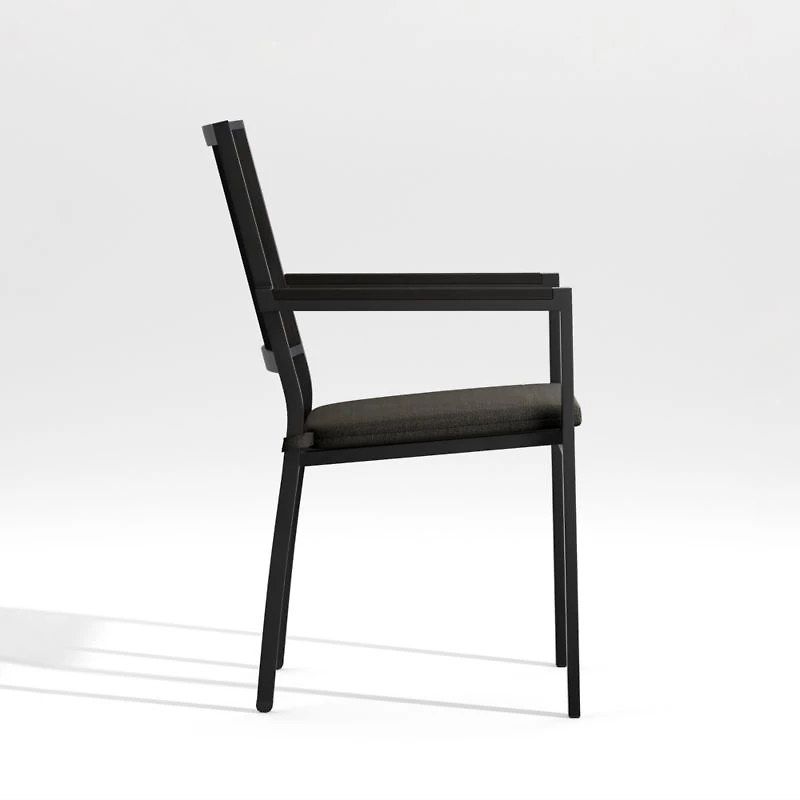 Alfresco Black Outdoor Dining Chair with Charcoal Sunbrella ® Cushion