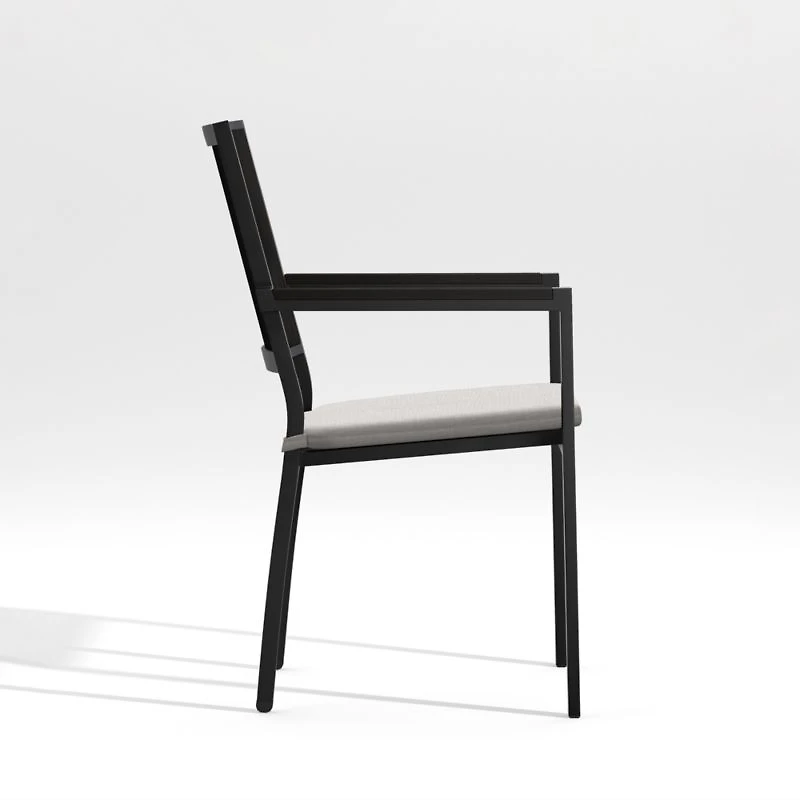 Alfresco Black Outdoor Dining Chair with Silver Sunbrella ® Cushion