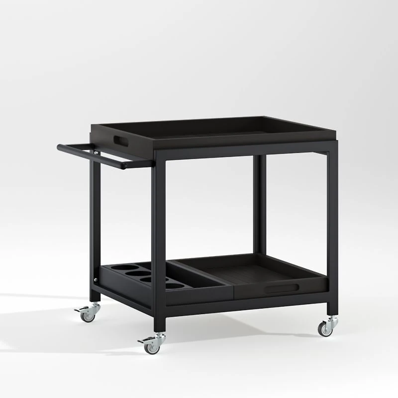 Alfresco Black Outdoor Storage Cart with Casters