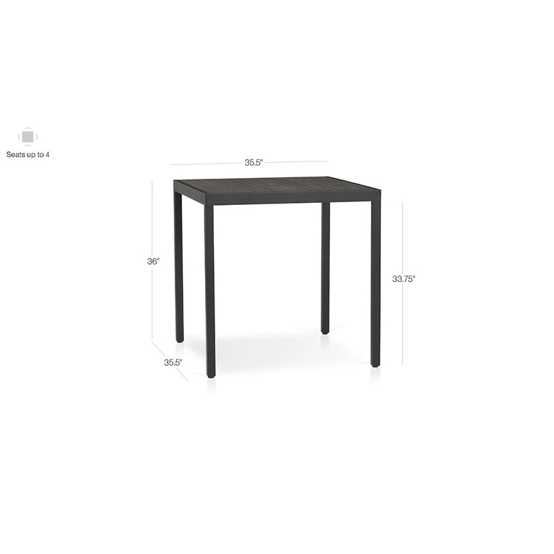 Alfresco 35" Black Outdoor High Dining Table