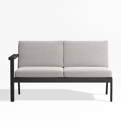 Alfresco 54" Left-Arm Outdoor Sofa with Silver Cushions