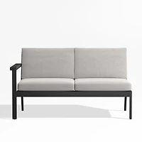 Alfresco 54" Left-Arm Outdoor Sofa with Silver Cushions