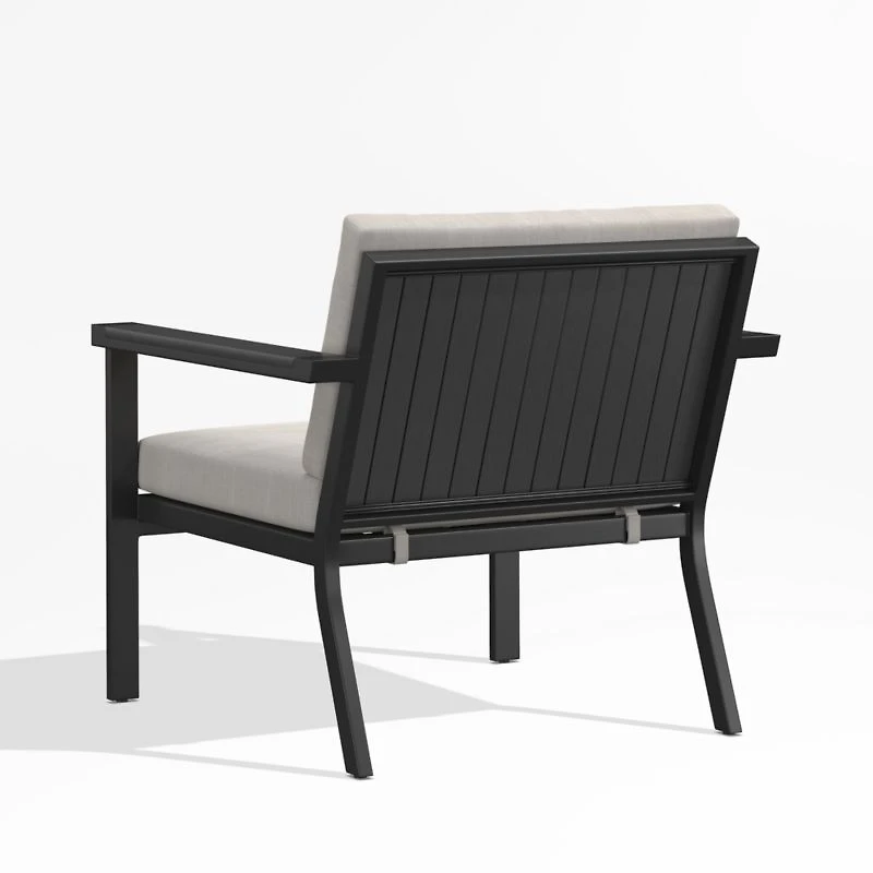 Alfresco Black Metal Petite Outdoor Lounge Chair with Silver Sunbrella® Cushions