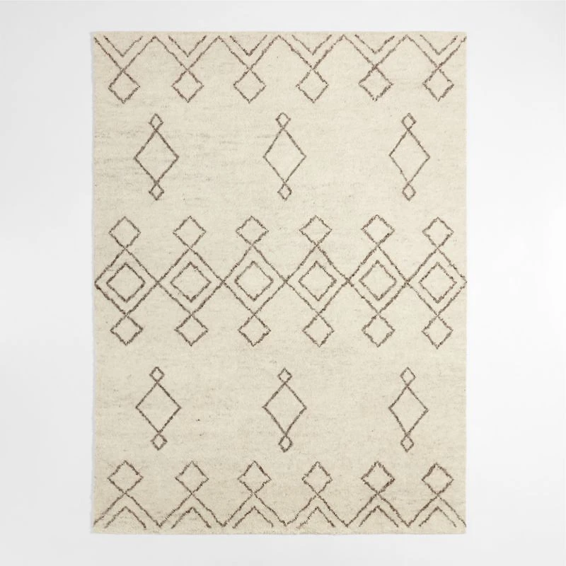 Algiers Wool Hand-Knotted Ivory Area Rug 6'x9'