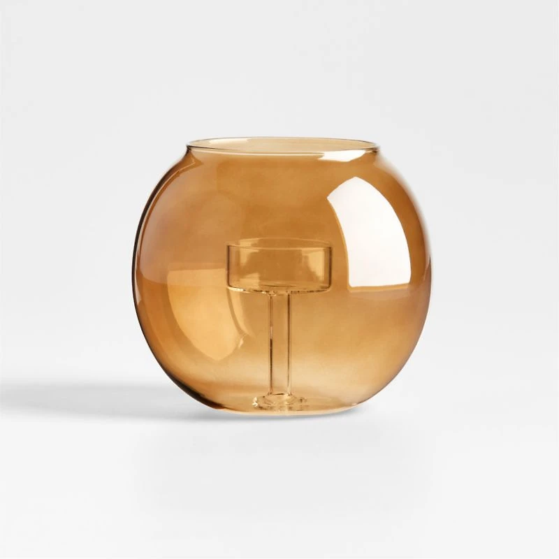 Alina Amber Glass Tealight Holder