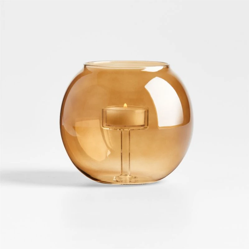 Alina Amber Glass Tealight Holder