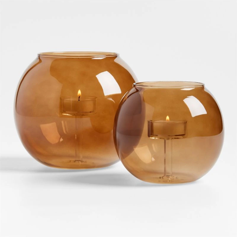 Alina Amber Glass Tealight Holder