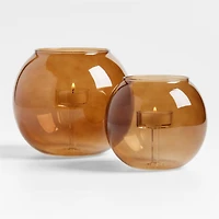 Alina Amber Glass Tealight Holder