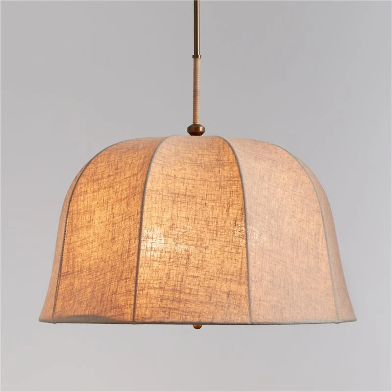 Allegra Rattan and Linen Dome Pendant Light by Jake Arnold 26"