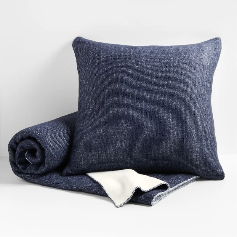 Alpine Cozy Ivory and Indigo Blue Reversible 23"x23" Throw Pillow Cover