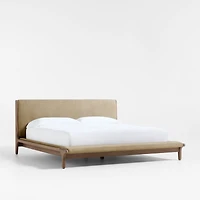 Alrik Brown Oak Wood Upholstered King Bed