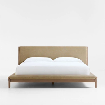 Alrik Brown Oak Wood Upholstered King Bed