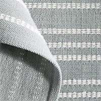 Alternating Lines Striped Cotton and Wool Light Grey Area Rug 5'x8'