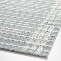 Alternating Lines Striped Cotton and Wool Light Grey Area Rug 5'x8'