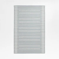 Alternating Lines Striped Cotton and Wool Light Grey Area Rug 5'x8'