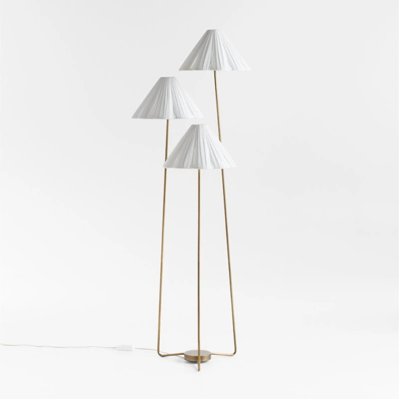 Alva Brass Metal 3-Light Floor Lamp 71"