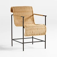 Alvar Black Rattan Dining Arm Chair