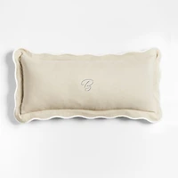 Amalfi Cotton Linen Scallop Edge 36x16 Arctic Ivory Throw Pillow Cover
