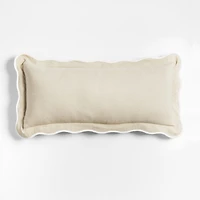 Amalfi Cotton Linen Scallop Edge 36x16 Arctic Ivory Throw Pillow Cover
