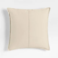 Amanha Washed Organic Cotton Denim 20"x20" Travertine Beige Throw Pillow Cover