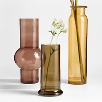 Cleone Smoke Brown Glass Squat Vase 17.3"