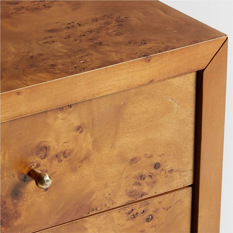 Ambrose 76" Mappa Burl Wood 6-Drawer Dresser