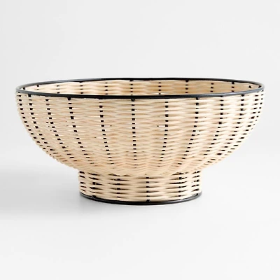 Amira Black and Wicker 12" Pedestal Bowl
