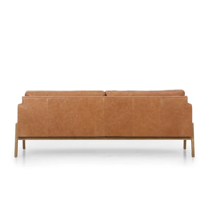 Amoria Sonoma Butterscotch Leather Sofa with Wood Frame