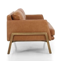 Amoria Sonoma Butterscotch Leather Sofa with Wood Frame