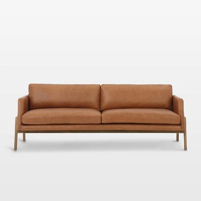 Amoria Sonoma Butterscotch Leather Sofa with Wood Frame