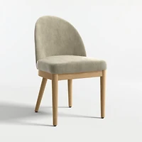 Ana Olive Green Velvet Dining Chair with Natural Legs