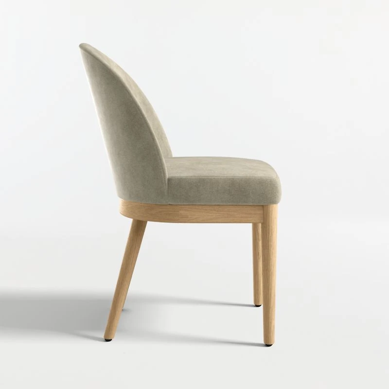 Ana Olive Green Velvet Dining Chair with Natural Legs