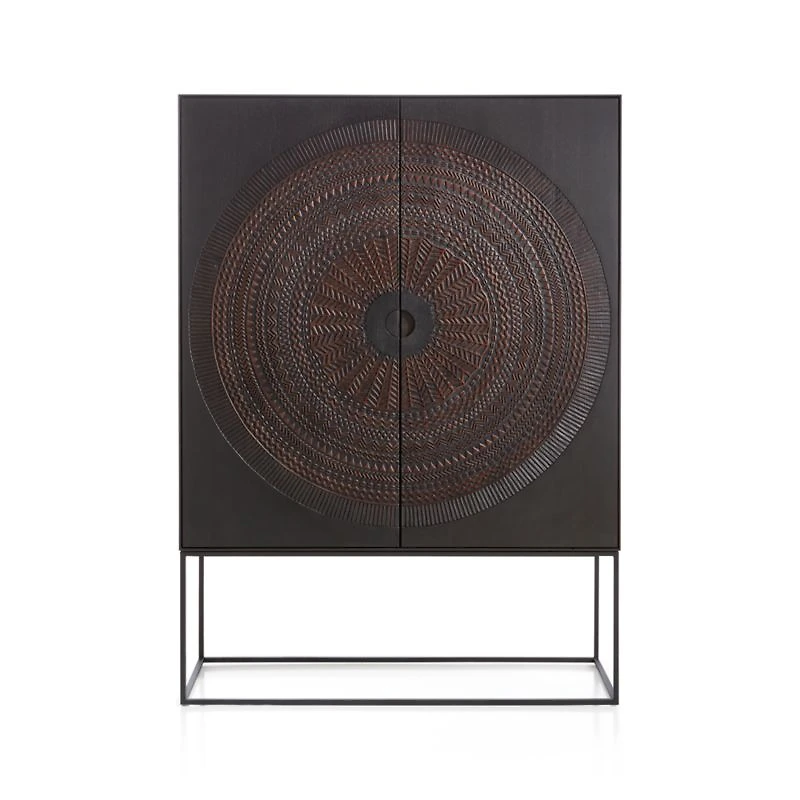 Ancestors Hand Carved Teak Storage Cabinet